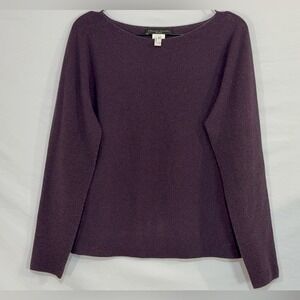 Fabiana Filippi Merino Wool Cashmere Silk Purple Sweater Shimmer Sleeve Luxury M